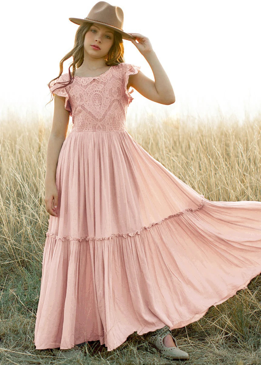3-14 years Girls Lace Bohemia Long Dresses