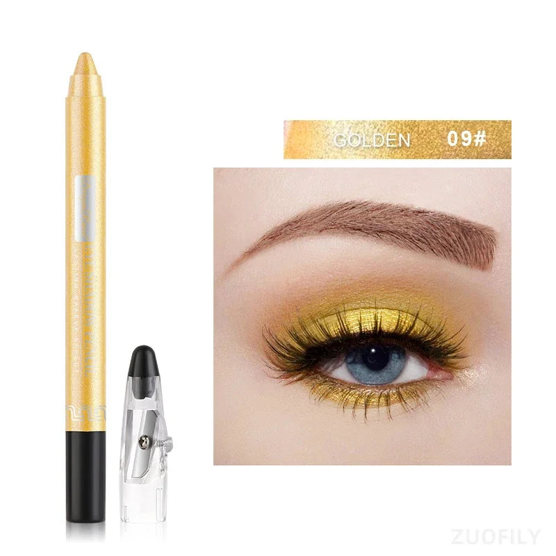 12 Color Highlighter Eyeshadow Pencil Waterproof Glitter Matte Nude Eye Shadow Makeup Pigment Cosmetics Blue White Eyeliner Pen