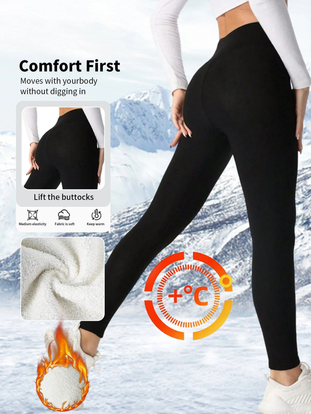 1PC Women Autumn Winter Velvet Thicken Shapewear Pants with "FASHION" Letter Leather Label and Pockets High Waist Warm Leggings