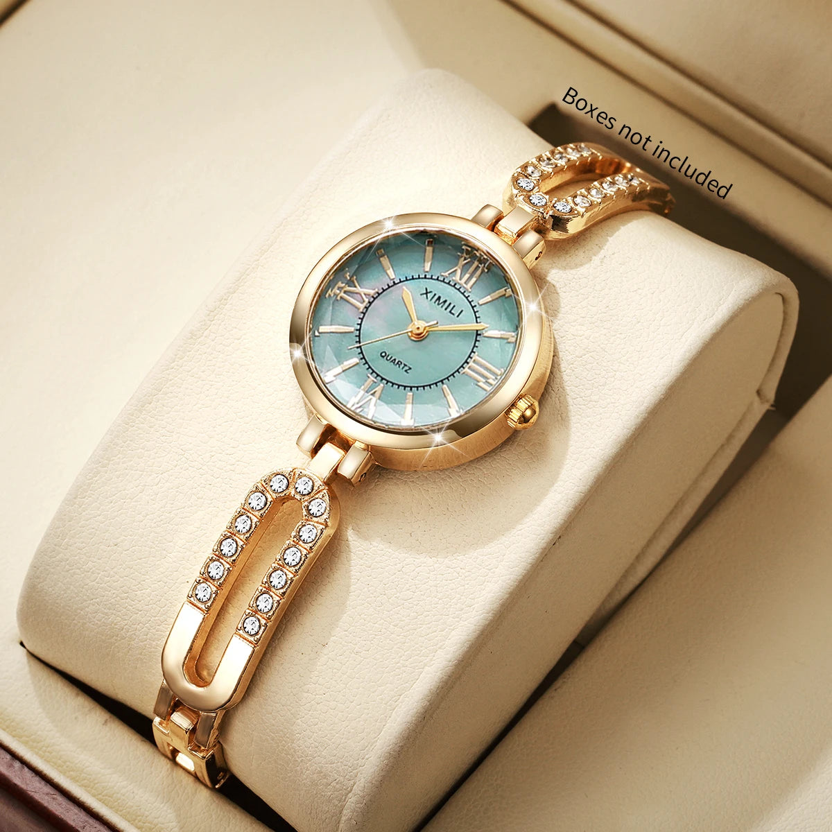 Fashion Roma Dial Women Quartz Watch Luxury Rhinestone Golden Bracelet Strap Ladies Wristwatches Relogio Feminino（Without Box）
