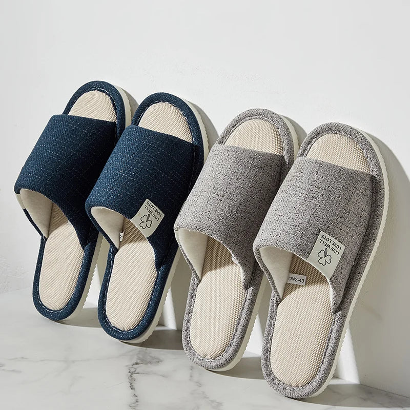Men’s Indoor Hemp Cotton Slippers – EVA Sole Comfort Shoes (K293-A)
