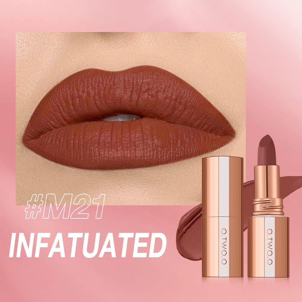 O.TWO.O Matte Lipstick Lip Tint 14 Colors Waterproof Long Lasting Non-transfer Smooth Highly Pigmented Velvet Lip Sticks Makeup