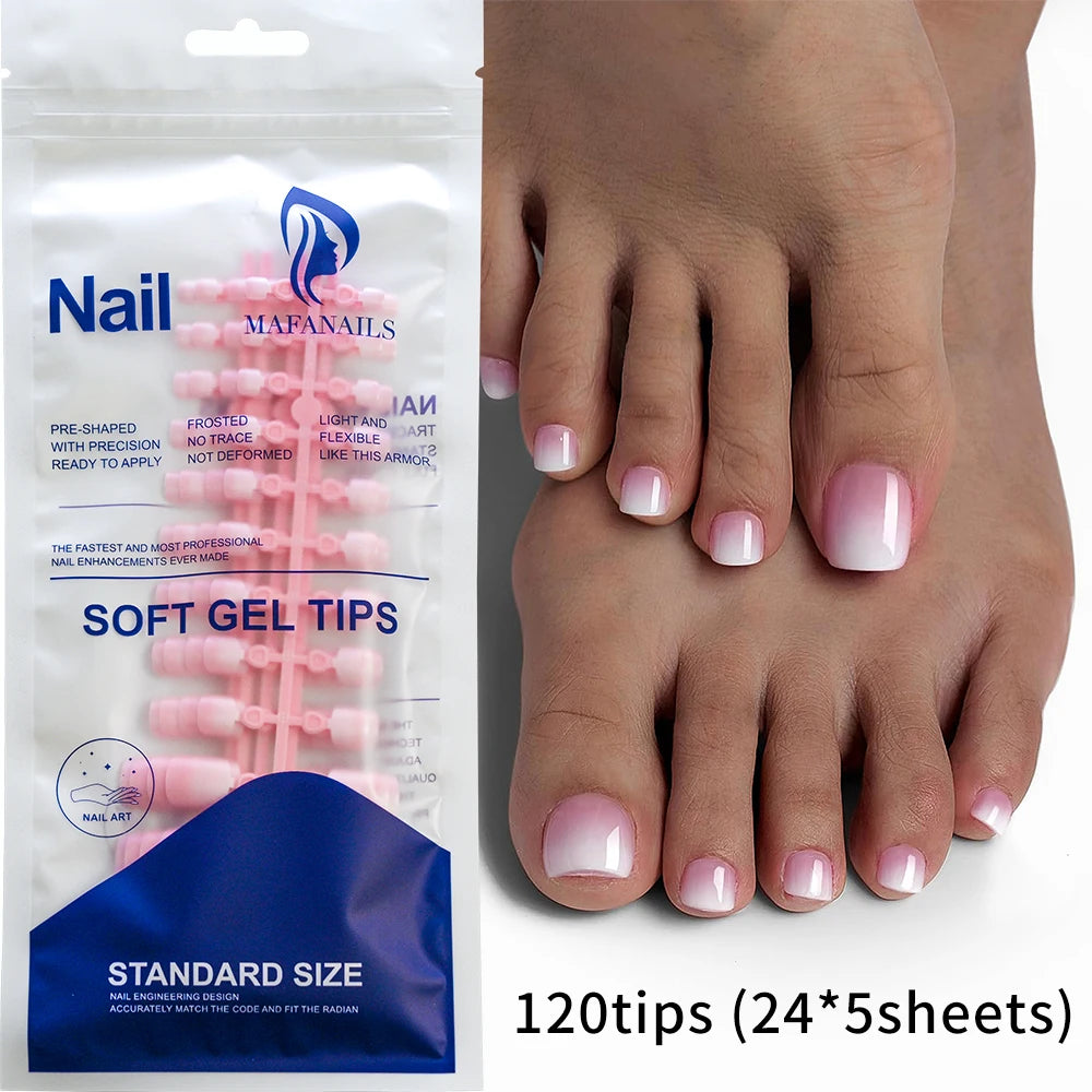 100Pcs White Clear Short Square Fake Toenail Tips Pink Red False Toe Nails Acrylic Full Cover Artificial Press on Toenails