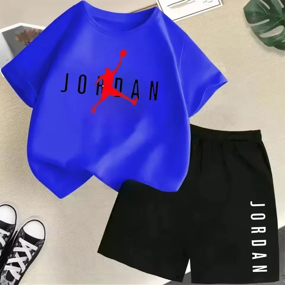 Summer Short Sleeve Children Set Slam Dunk Master Pattern Print Sports T-shirt+Shorts 2pcs Set Kids Boys Girls Fashion Tracksuit