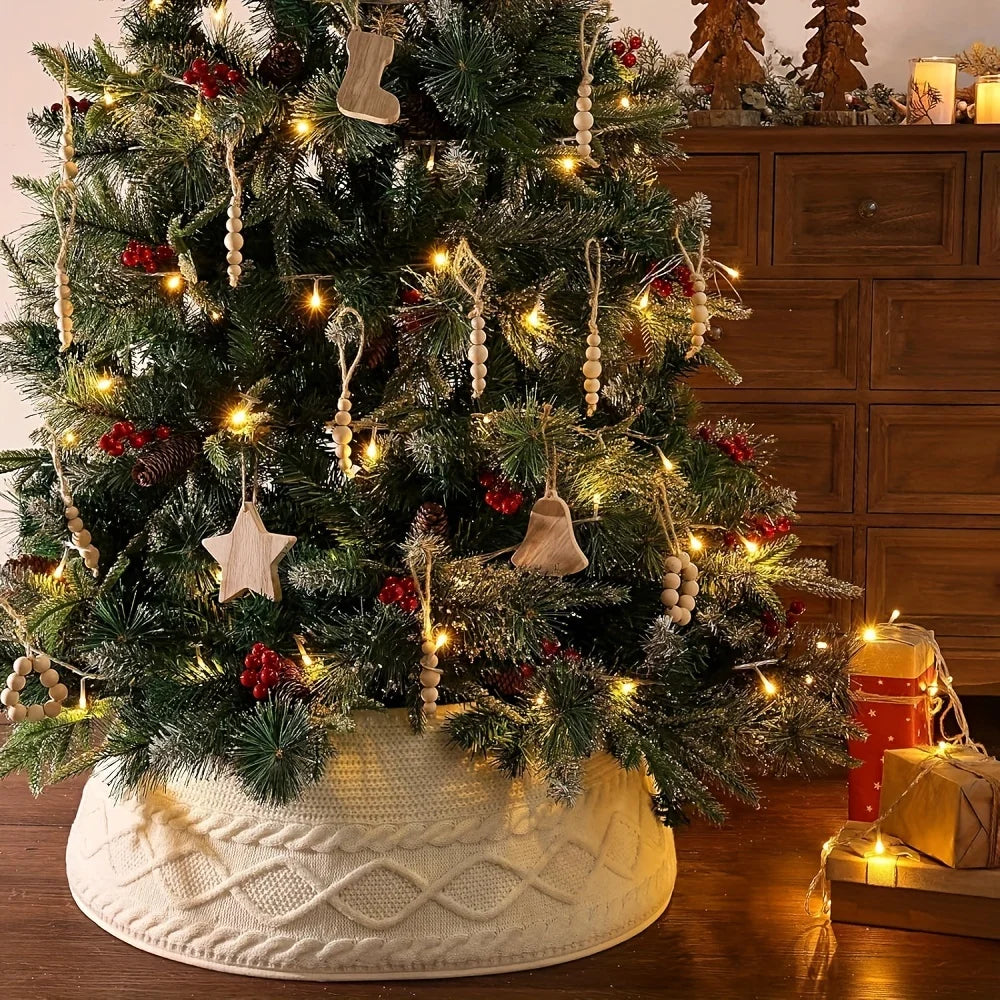1PC of Knitted Christmas Tree Collar, for Farmhouse-Style Tree Rings. This Tree Skirt Is Perfect for Decorating Homes, Gardens