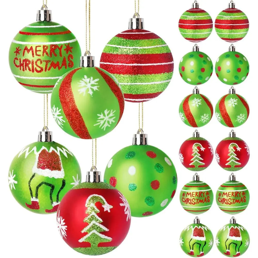 12 Pcs 2.4 Inch Christmas Ball Ornaments for Tree,Red and Green Glittering Hanging Bulbs Pendants for Christmas Tree Decorations