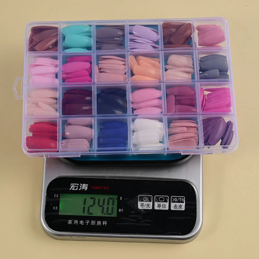 576Pcs Colorful Press on Nails Acylic Nails Tips Extension Square Ballet Full Cover Fake Nails Coffin Artificial Fingernails