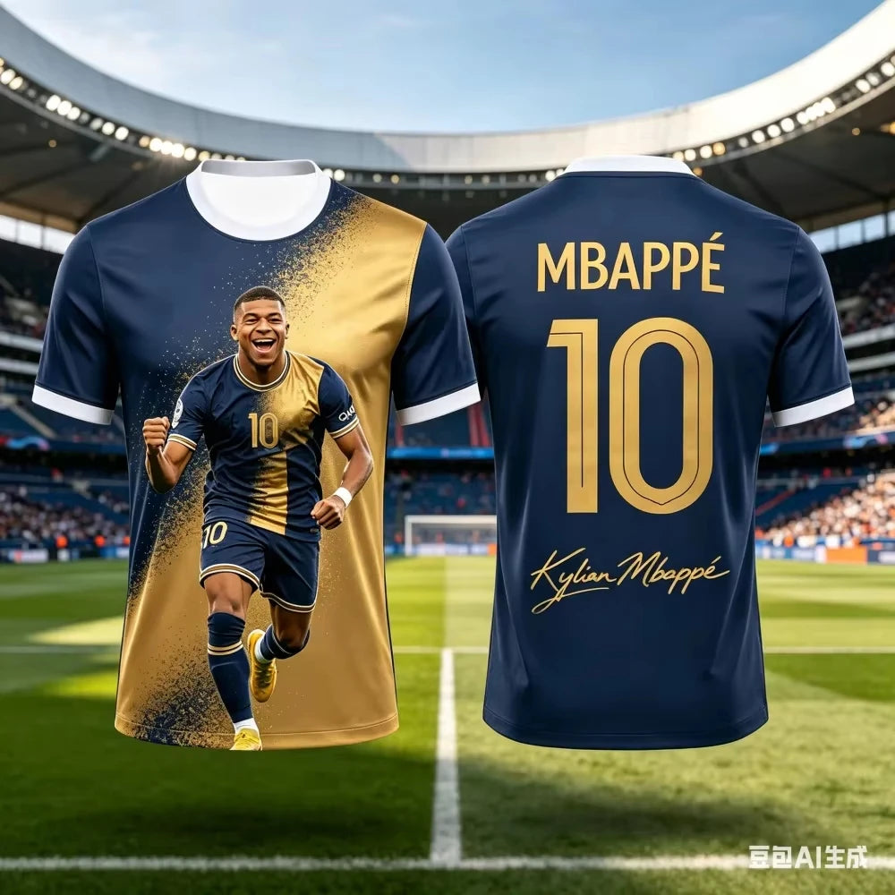 Mbapp 3D Printed Soccer T Shirt Family Set for Adults Kids Quick Dry for Outdoor Sports Fitness Training Daily Casual