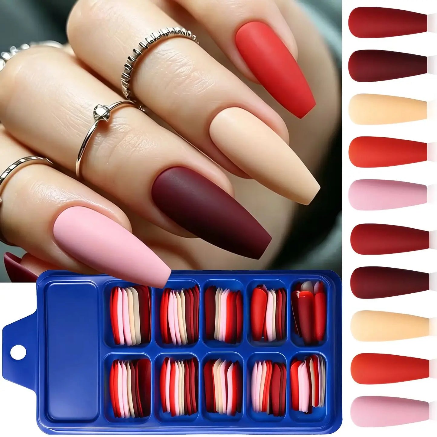 120Pcs Mixed Color Medium Square False Nails Acrylic Ballet Full Cover Fake Nail Tips For Women DIY Wearable Press on Nails