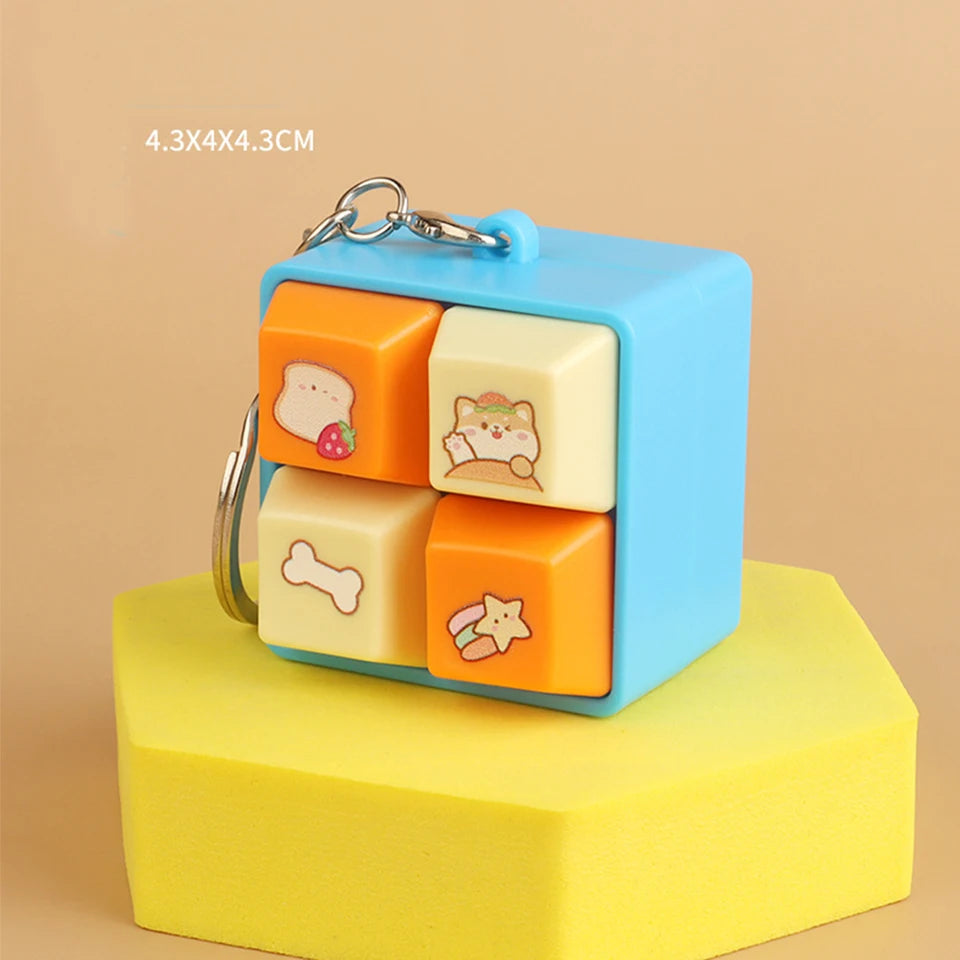 ZAKOL Cartoon Fidget Keychain DIY Keyboard Keys Button Squeeze Music Keychain Pass The Time Relief Stress Four-square Keychain