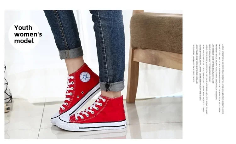 Men’s High-Top Canvas Sneakers – Lace-Up Flat Sole Shoes (A18-B6638)