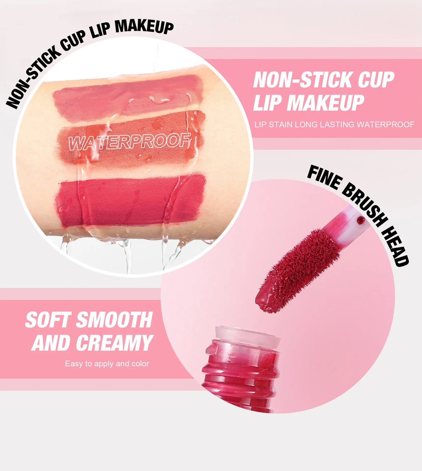 4Pcs Non-Stick Cup Matte Finish Liquid Lipstick Kit Long-Lasting Waterproof Highly Pigmented Clear Lip Gloss Set for Gift Beauty