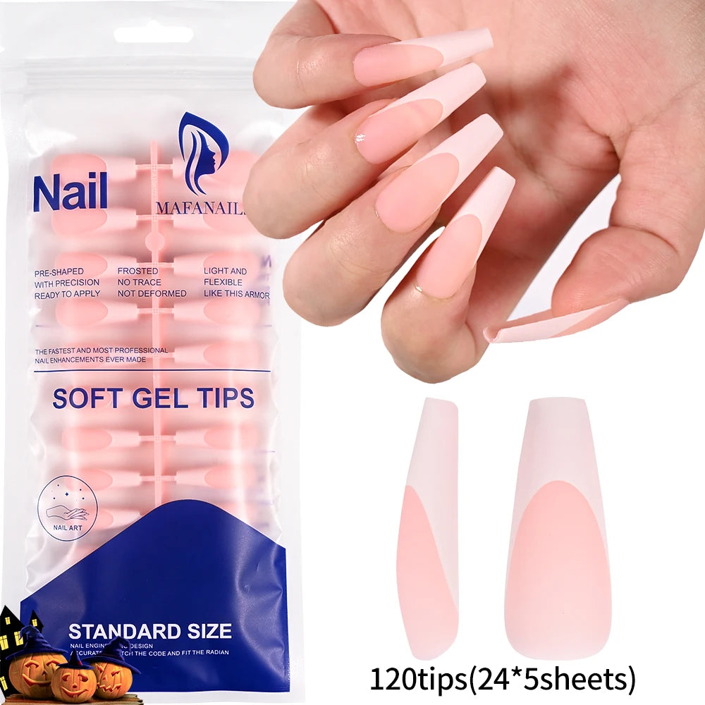 120Pcs Medium French Almond Press On Nails أظافر لاصقة فرنسية لوزية متوسطة – 120 قطعة