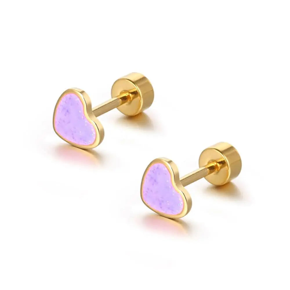 ZAKOL Titanium Heart Love Stud Earrings for Women Girls 14k Gold Plated Hypoallergenic Cute Cartilage Tragus Ear Accessories