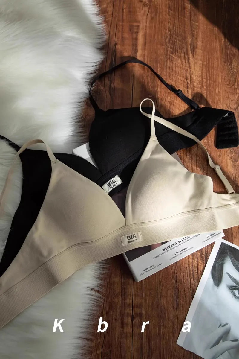 MOYISU Wholesale French Lady Triangle Cup Lingerie for Women No Underwire Comfort Anti-sag Small Bra Cover No Trace Summer Thin