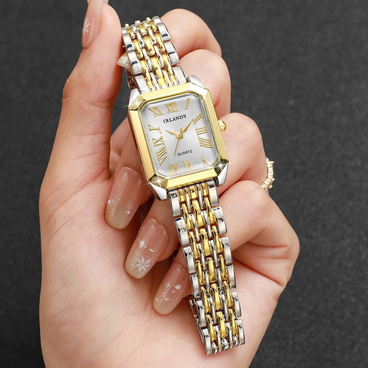 4PCS Elegant Rectangle Women Quartz Watch Bracelets Set Fashion Metal Girls Bracelet Wristwatches Relogio Feminino（Without Box）