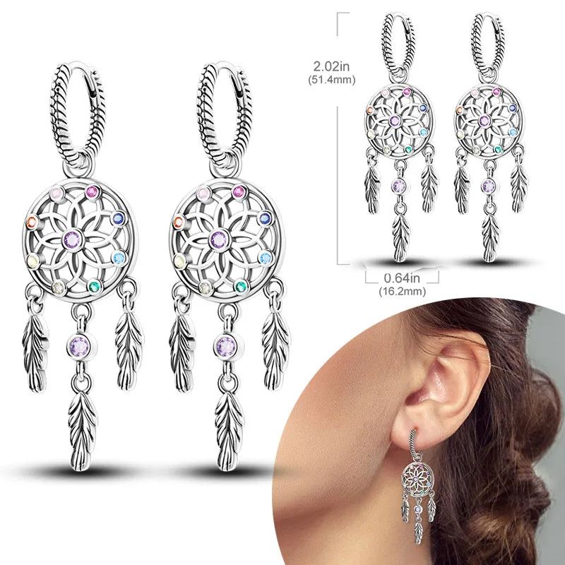 925 Sterling Silver Hoop Earrings with Zircon