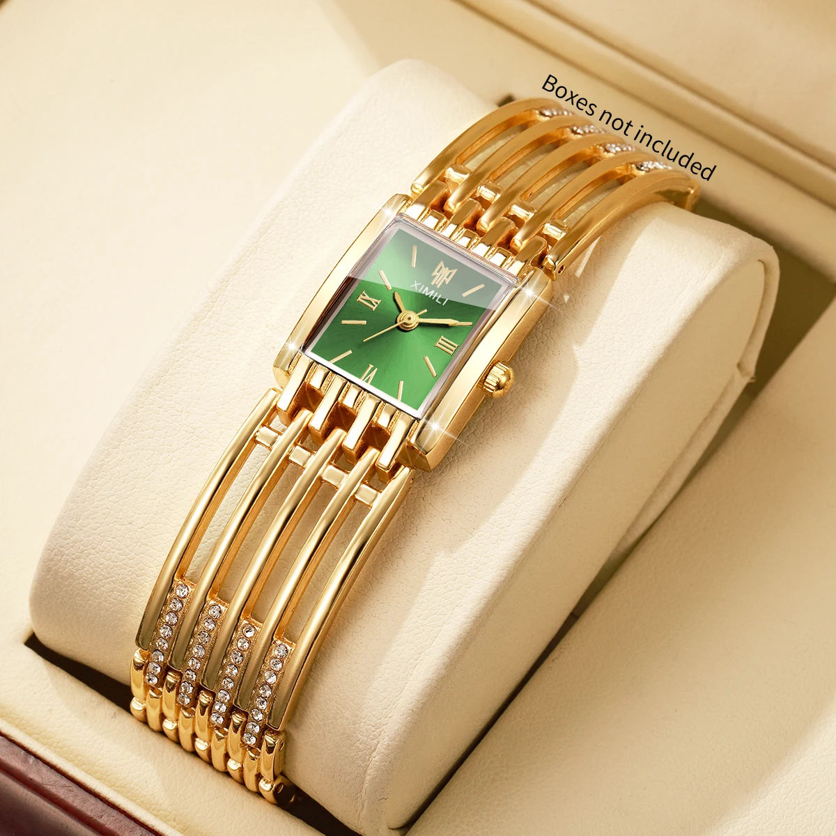 Luxury Gold Bracelet Strap Women Quartz Watch Rectangle Roman Dial Ladies Dress Wristwatches Clock Relogio Feminino（Without Box）