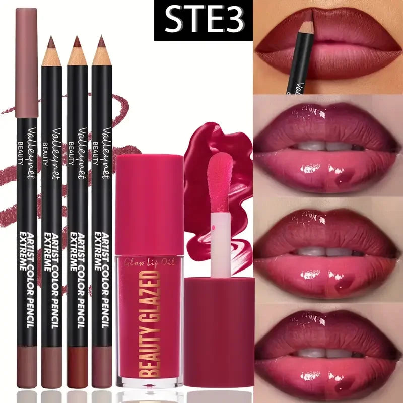 4-Piece Dark Brown Lip Kit – Matte Waterproof Set