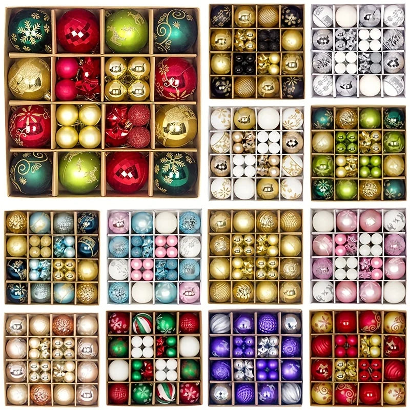 44pcs, Red, Green and White Christmas Ball Decoration Set, Suitable for Home Indoor Holiday Party Decoration,Holiday Party Decor