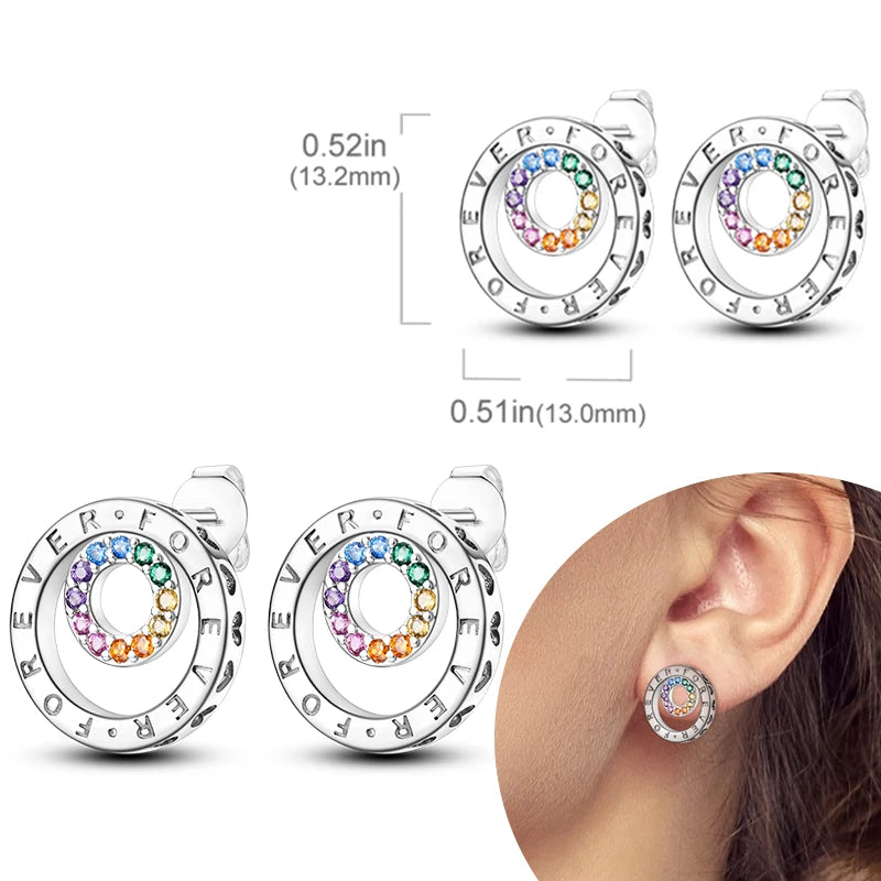 925 Sterling Silver Hoop Earrings with Zircon