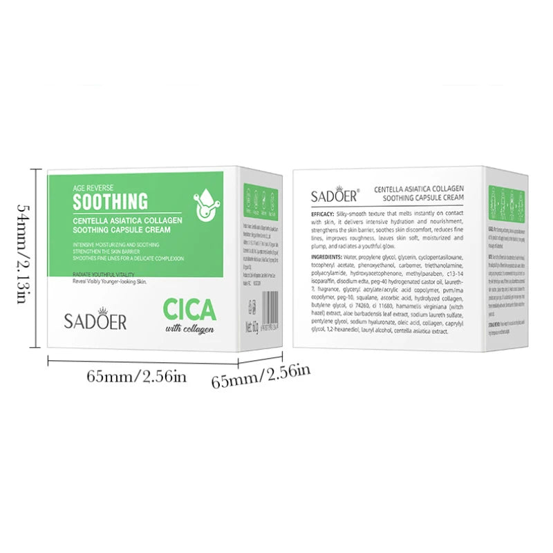 Collagen Asiatica Capsule Face Cream 60g PDRN Vitamin C Niacinamide Glow Plump Skin Cream Soothing And Hydrating Daily Skincare