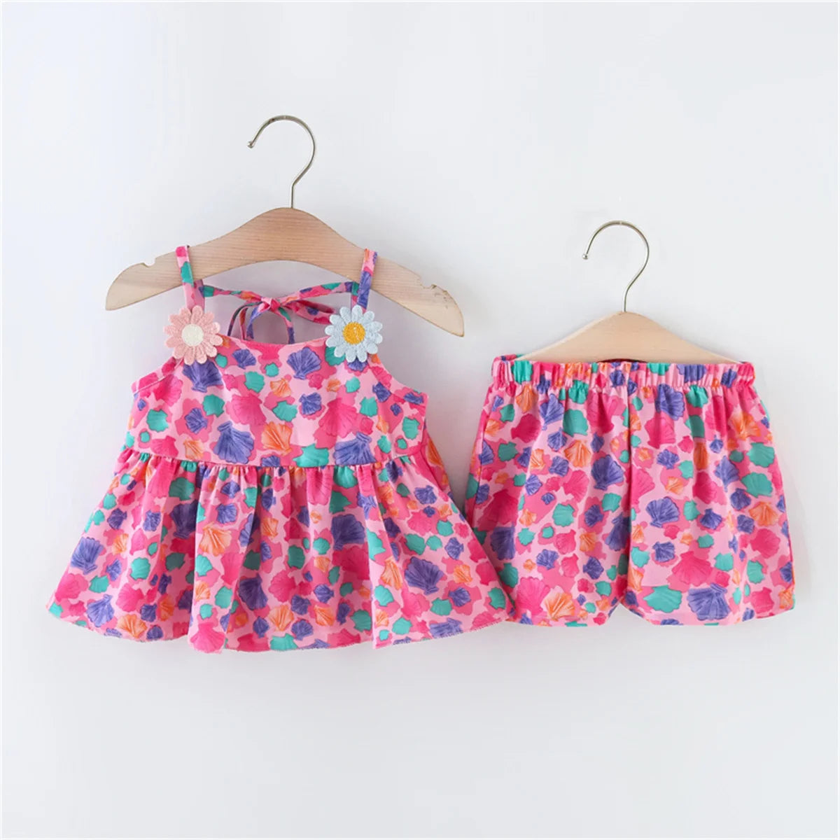 Summer 2-piece/set baby girl suspender set baby girl cartoon colored