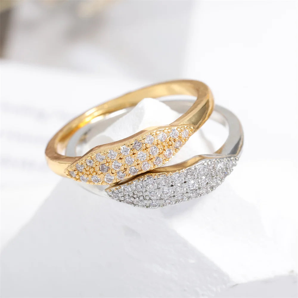 ZAKOL New Trendy Shiny Micro Pave Zircon Finger Ring White  Crystal CZ Minimalist Aesthetic Ring for Women Wholesale