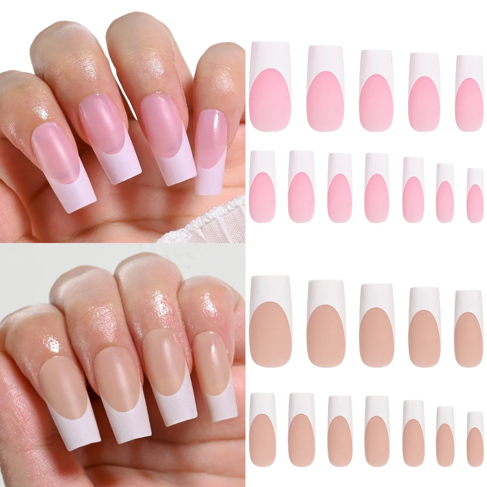 120PCS French Press On Nails – Medium Long Square Acrylic Nails