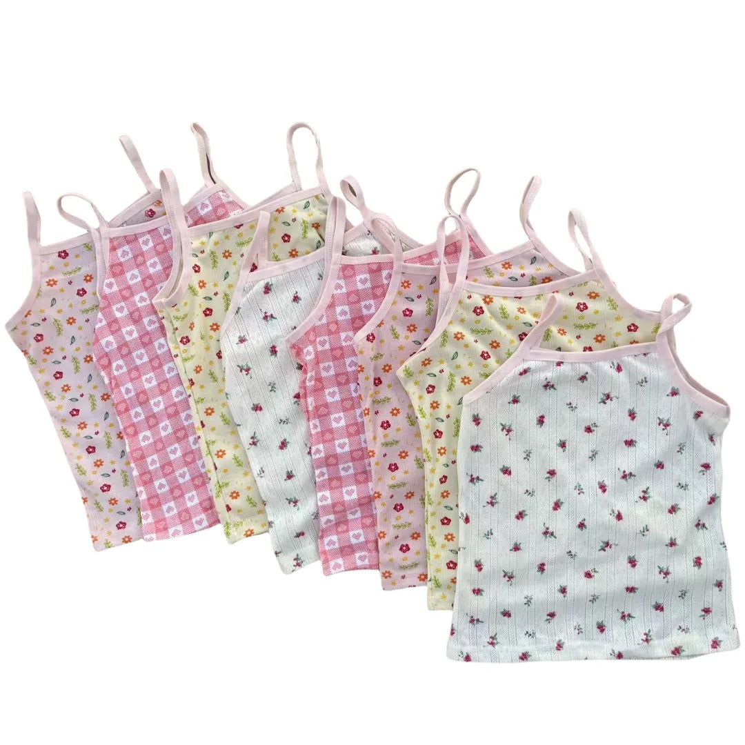 3pcs/Lot Girl Cotton Singlet Tops Breathable Underwear Tank Kids Quality Undershirts Cute Tank Tops Size 3-10T