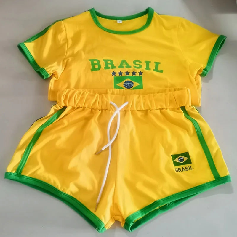 2000s Aesthetic BRASIL Crop Top T-Shirt - تيشيرت BRASIL ستايل Y2K بتصميم كروب توب