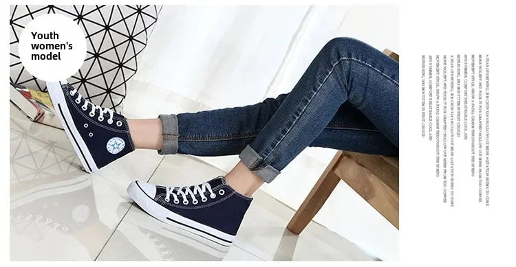 Men’s High-Top Canvas Sneakers – Lace-Up Flat Sole Shoes (A18-B6638)