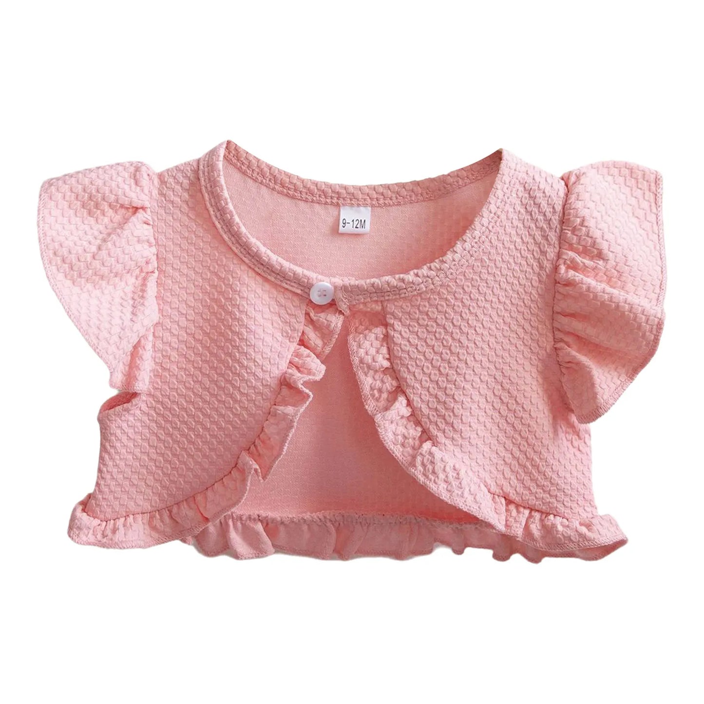 Baby Girl Sweet Summer Cardigan Bolero Jacket Short Fly Sleeve Ruffled Coat Outerwear Toddler Clothes for Wedding Birthday Party