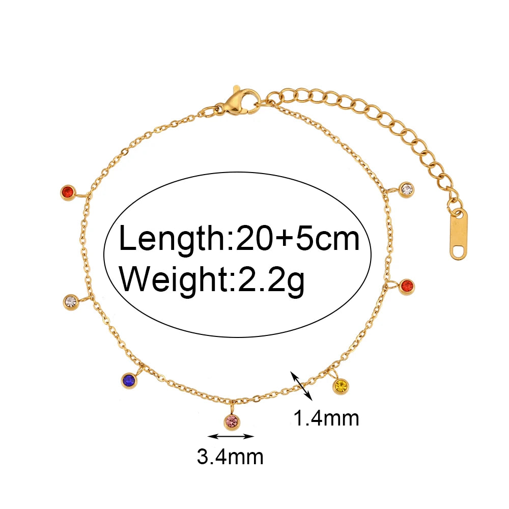 E.B.belle Blingbling Zircon Cubic Zirconia Tennis Chain Anklets Leg Bracelets For Woman Stainless Steel Bracelet On the Leg