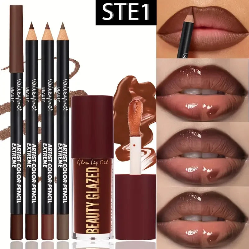 4-Piece Dark Brown Lip Kit – Matte Waterproof Set