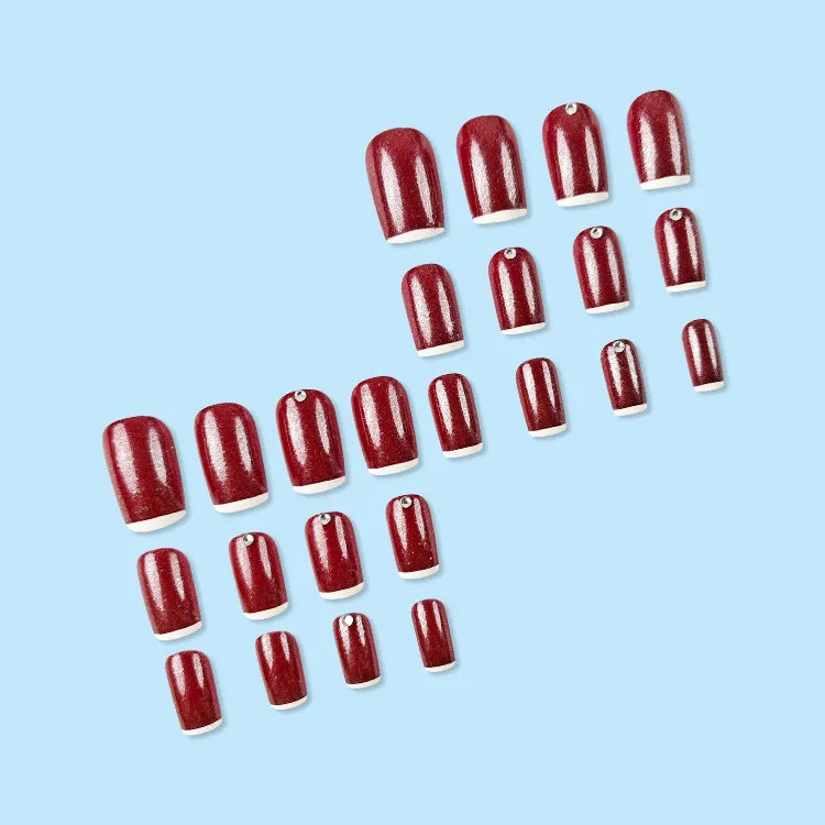 24Pcs Mid-length Fake Nails with Glue Wearable Glitter Press on Nail Detachable French Sweet Butterfly Acrylic Nail Manicure Tip