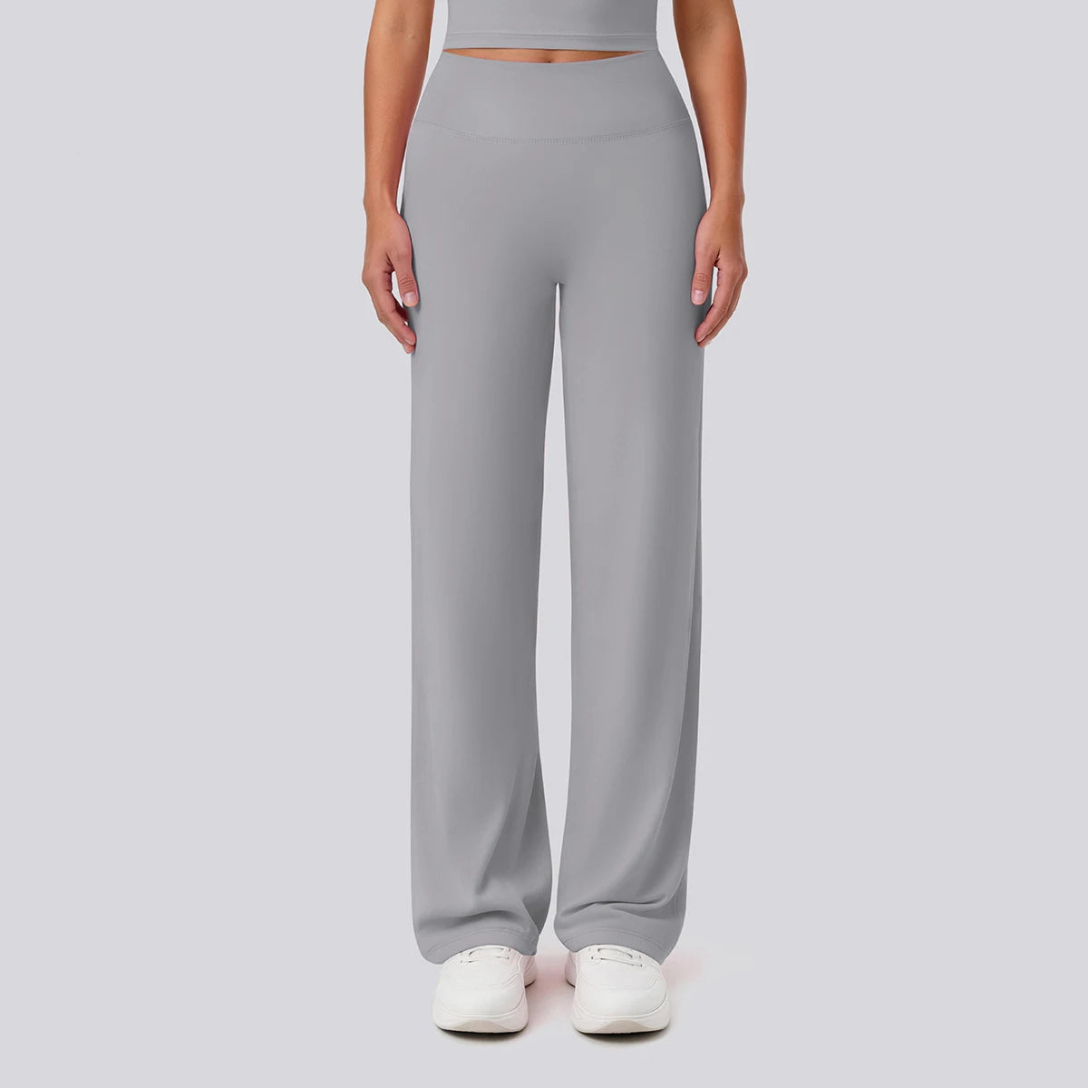 Rooftrellen Women's Sports Pants Bell-bottoms High Waisted Gym Loose Wide Leg Pants Solid Color Thin Fitness Sports Female Pants