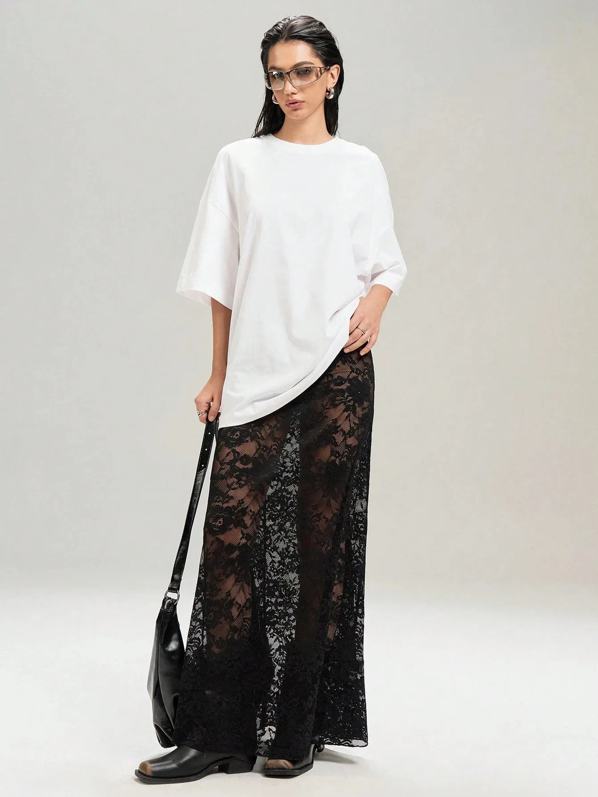 BKLD Black Skirts 2026 Summer New Women Clothing Solid Color Slim Bag Hip Streetwear Fashion See-Through High Waist Lace Skirt