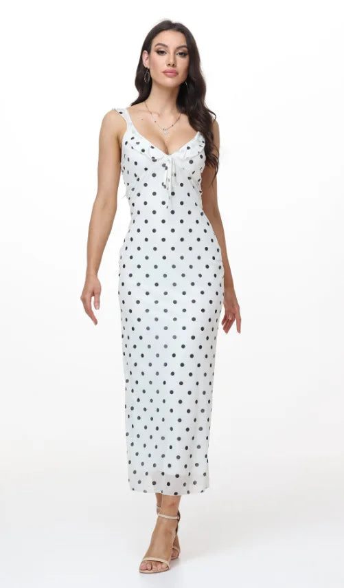 Elegant Summer Print Floral Dress Women V-neck Slim Ruffles Sleeveless Backless Long Dresses 2026 Beach Vacation Lady Vestidos
