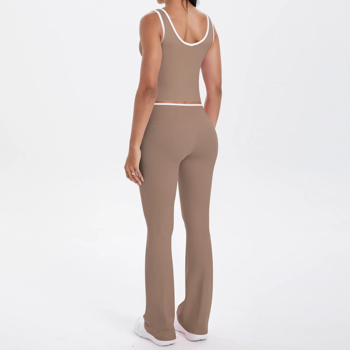 Autumn Women's Yoga Set U-neck Vest High Waist Cross Wide Leg Pants Set Tight Fitting Seamless Elastic Sportswear