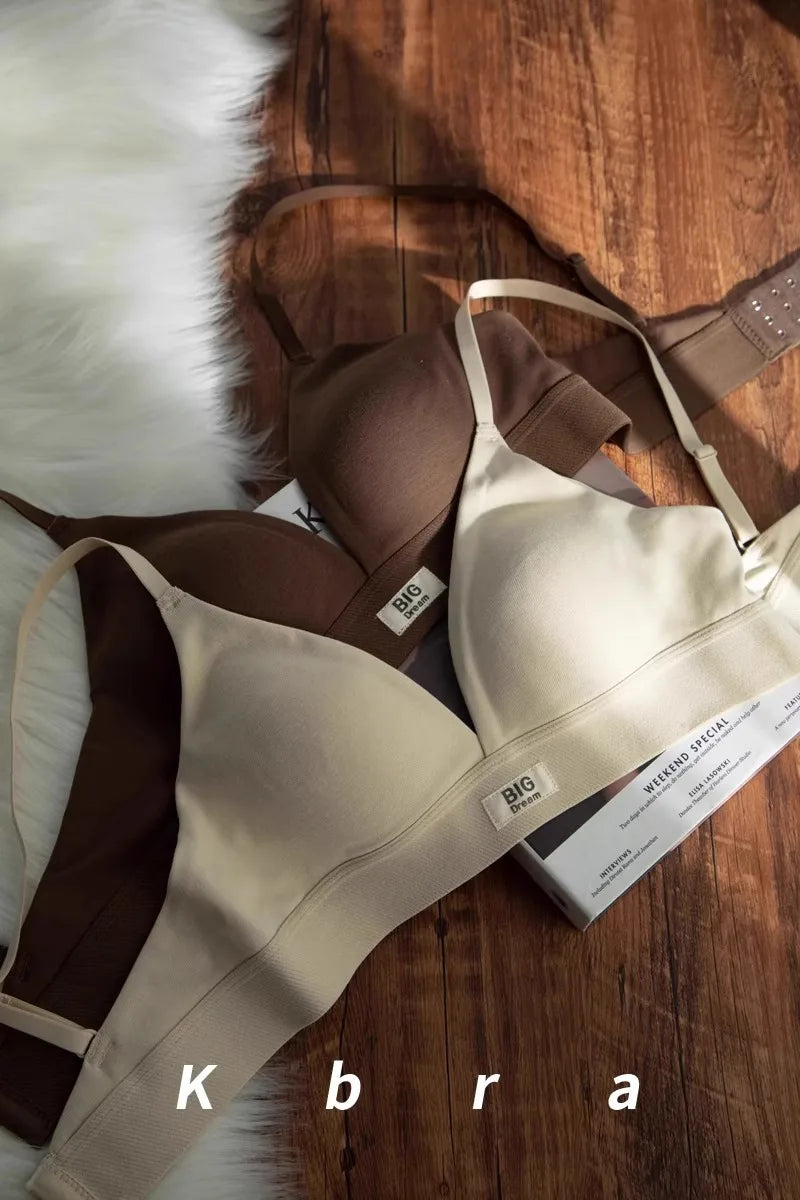 MOYISU Wholesale French Lady Triangle Cup Lingerie for Women No Underwire Comfort Anti-sag Small Bra Cover No Trace Summer Thin