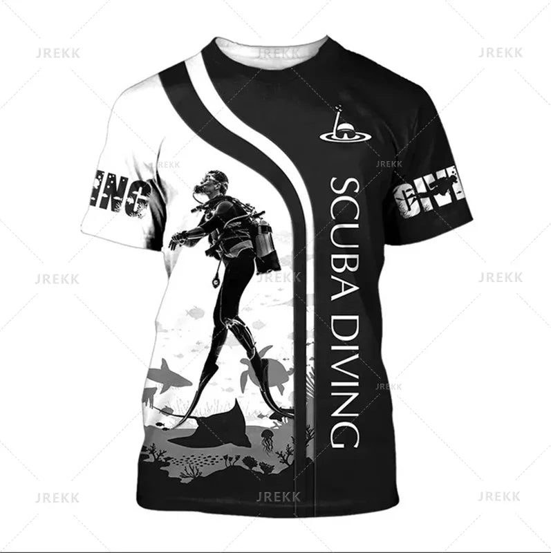 Summer 3D Diving Print T Shirt Breathable Quick Dry Family Style for Kids Adults Fashion Streetwear Sports Fitness Apparel