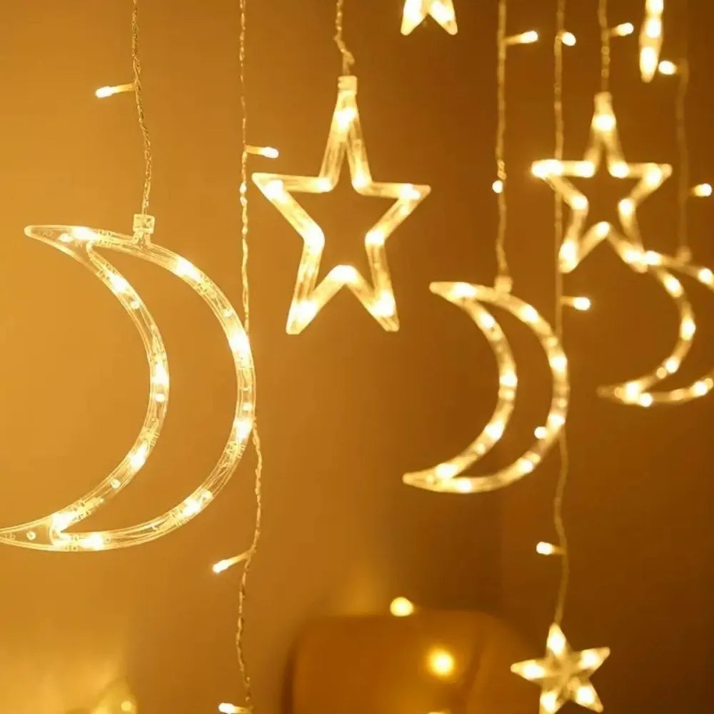 Star &amp; Moon LED Curtain Light – Ramadan Decor