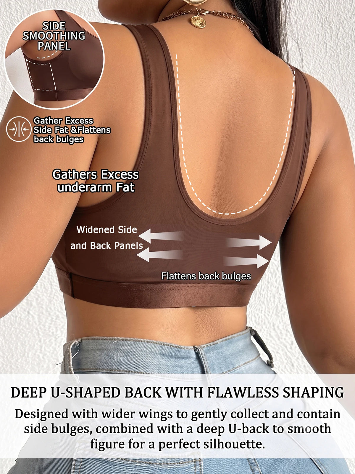 Full Cup Plus Size Women Bra Front Closure Wireless Unlined Thin Cup Gathering Brassiere Comfort Side Support Everyday Bra