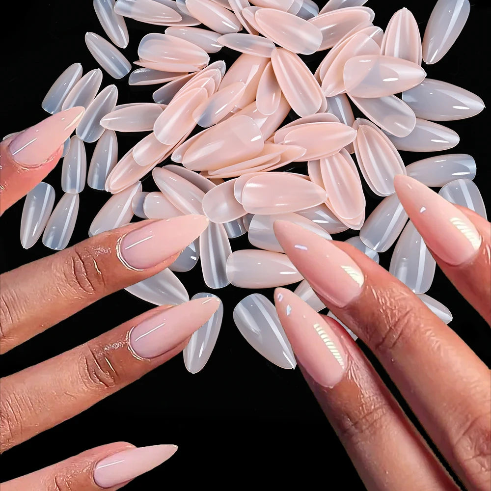 120/100Pcs Almond Full Cover Press On Nails أظافر لاصقة كاملة بتصميم لوزي – 100/120 قطعة