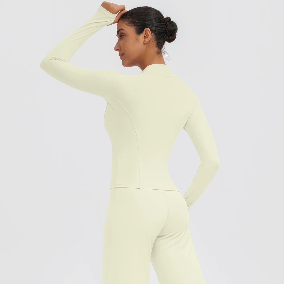 New Women's Stand-Up Collar Yoga Jacket Summer Fitness Sports Solid Color Workout Top Yoga Zipper Long Sleeves Sports Top Coat