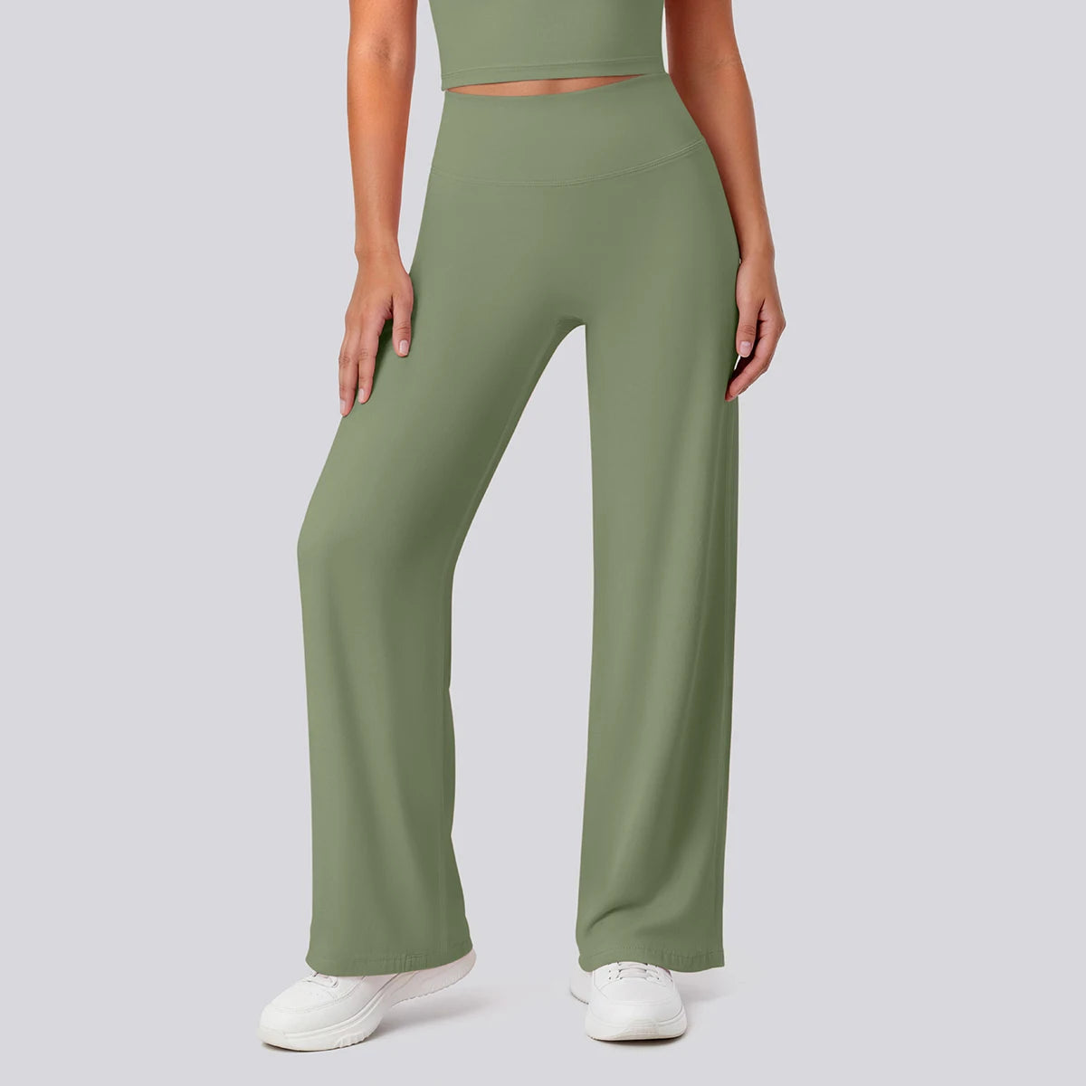Rooftrellen Women's Sports Pants Bell-bottoms High Waisted Gym Loose Wide Leg Pants Solid Color Thin Fitness Sports Female Pants