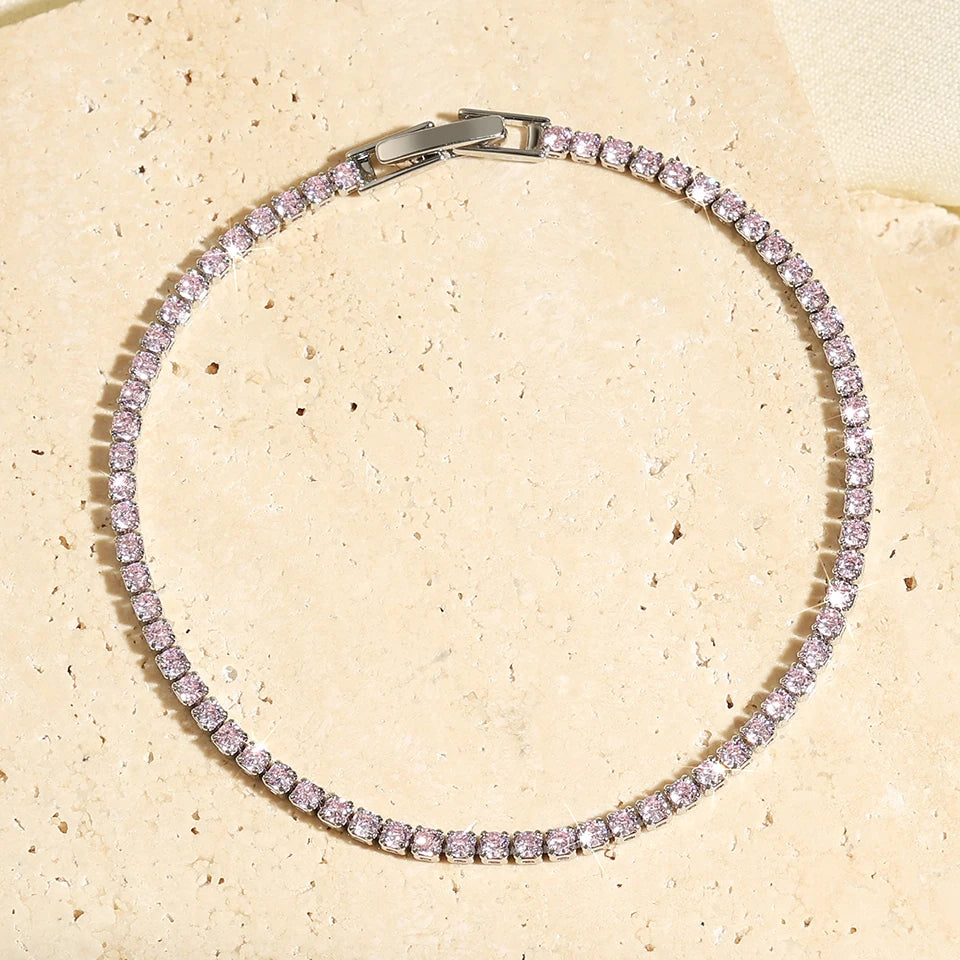 ZAKOL Shiny Pink Marquise Leaf Zircon Adjustable Charm Bracelet for Women Exquisite Wedding Engagement Jewelry New Colors