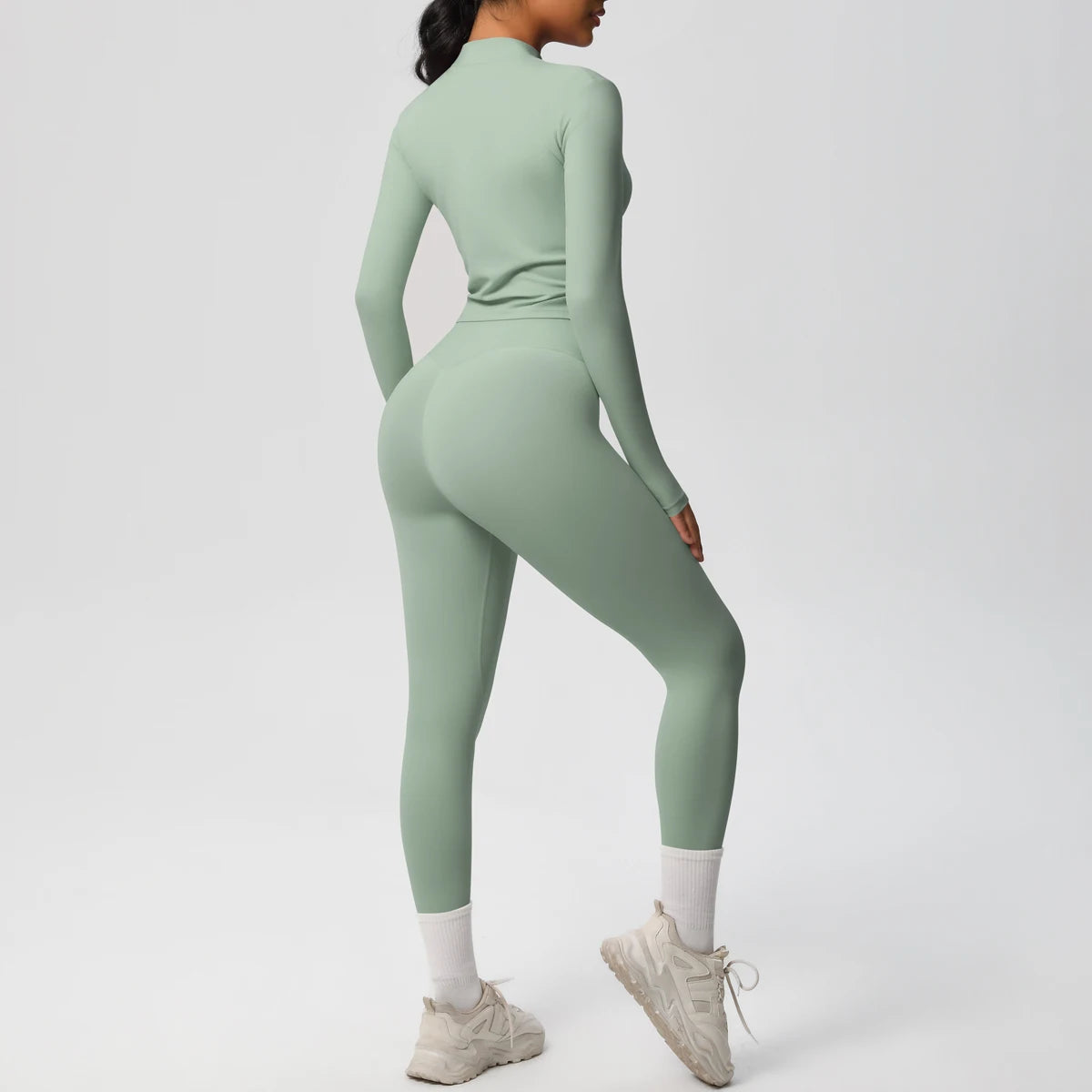 Hot Sale New Yoga Suit for Women Solid Color Yoga Zipper Long Sleeves Slim Casual Jacket Top Quick Drying Fitness Pants Gym Set