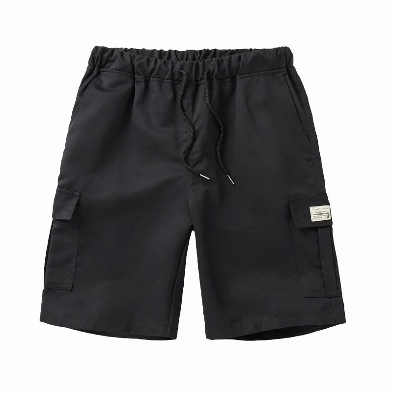 New Men’s Summer Casual Shorts – Solid Drawstring Knee-Length